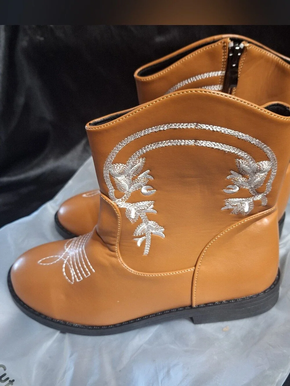 New PatPat Cowboy Boots~Mid-Calf~Brown~Western~Girls~Size 3.5